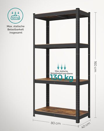 SONGMICS 4-Tier Adjustable Stand/Book/Storage Shelf - Vintage Brown & Black