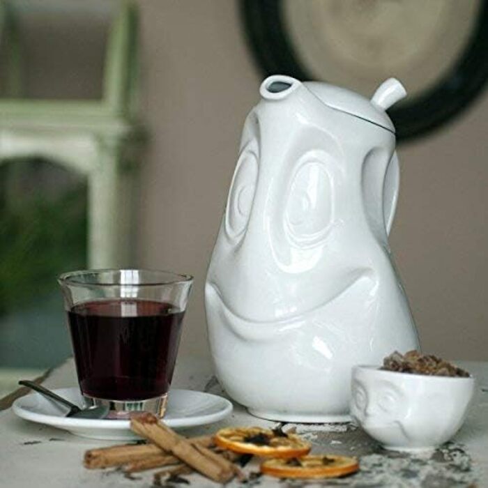 Порцеляновий чайник FIFTYEIGHT PRODUCTS Tassen 'Gut drauf', 1200 мл, білий, Німеччина