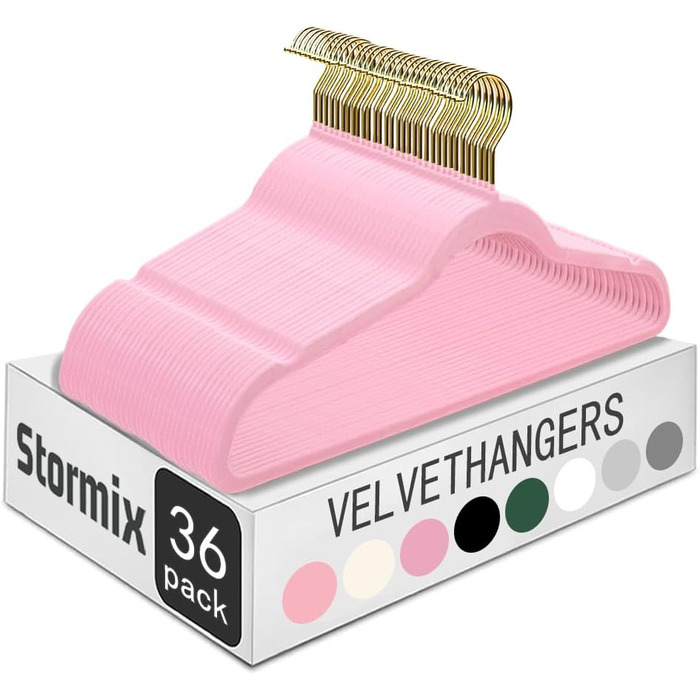22 шт. велюрові вішалки для одягу Stormix - преміум-якість, для піджаків, сорочок, суконь (рожево-золотий)
