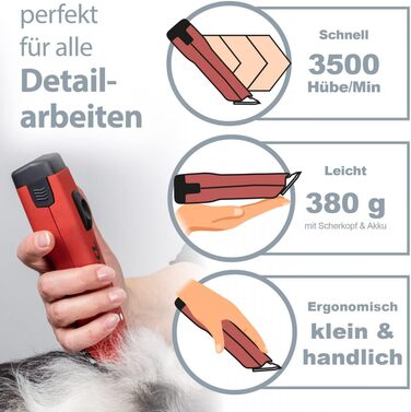 Набір для стрижки собак EHASO Aesculap Profi Durati Speed: стрижка, миска, гребінець (червоний)