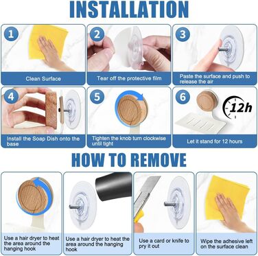 Миска для мила в душ, кріплення на стіну, дуб, поворотний присосок, самоклеюча, самостійно спорожняється, портативна, водонепроникна, без свердління для ванної кімнати, кухні (кремово-білий)