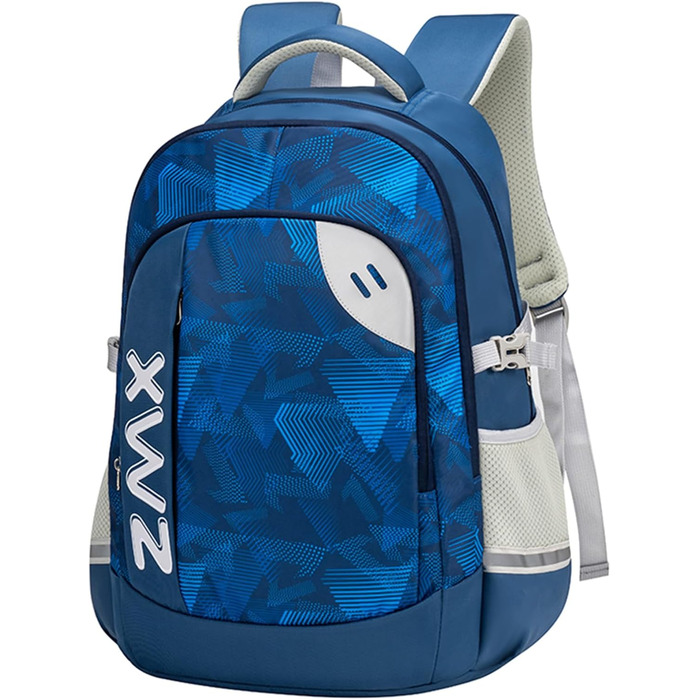 Шкільний рюкзак для підлітків 46L, рюкзак для школи, гімназії, старшої школи з нагрудною стрічкою, світловідбиваючими елементами, відділенням для 17.3' ноутбука, міцний, повсякденний (Блакитний)