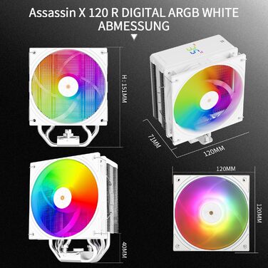 Thermalright Assassin X 120R Digital White - Кулер для CPU з RGB, 120мм, для AM5/LGA1700/1150/1151/1200