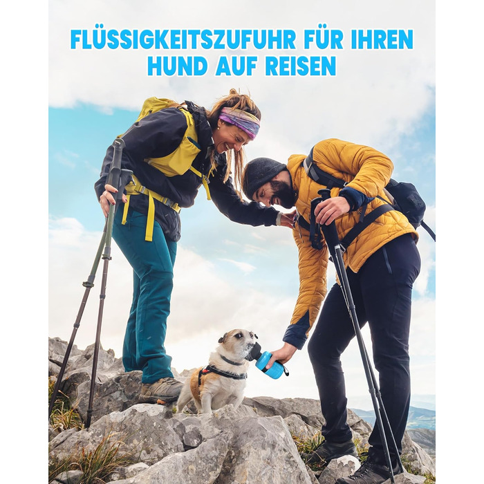 Складана пляшка для води для собак Lesotc, 520 мл, блакитна - для прогулянок, подорожей, кемпінгу