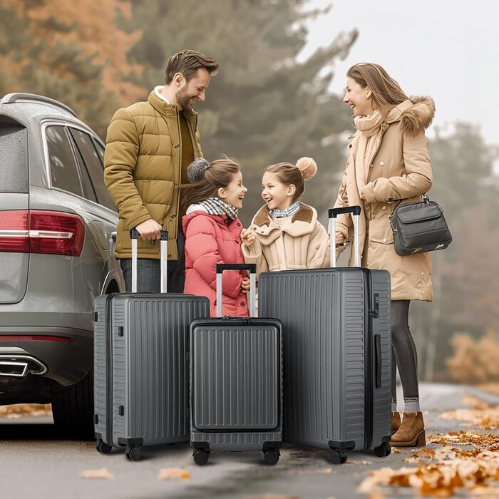 Валіза ручної поклажі TANTOMI з відділенням для ноутбука, 50 см, жорсткий корпус ABS, легка, з 4 колесами на 360°, TSA-замок (світло-темно-зелений, 41 л)