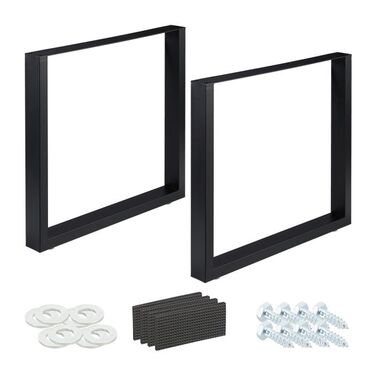 Relaxdays 2-Piece Black Table Feet Set
