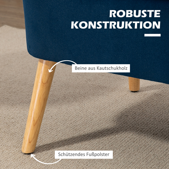 HOMCOM Two-Seater Kitchen Sofa, Armless Sofa, Easy-Care Sofa, Dark Blue