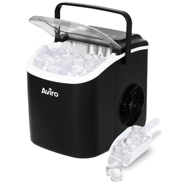 1.3L Countertop Ice Maker - Self-Cleaning - 12kg/24lbs - Makes 9 Cubes Every 6 Minutes - Black