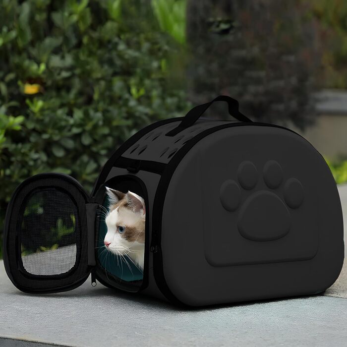 Транспортна переноска для кота/собаки Retoo, чорна, складана, для маленьких тварин (кіт, собака, кролик, цуценя)