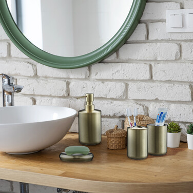 Relaxdays 4-Piece Bathroom Set, Stainless Steel