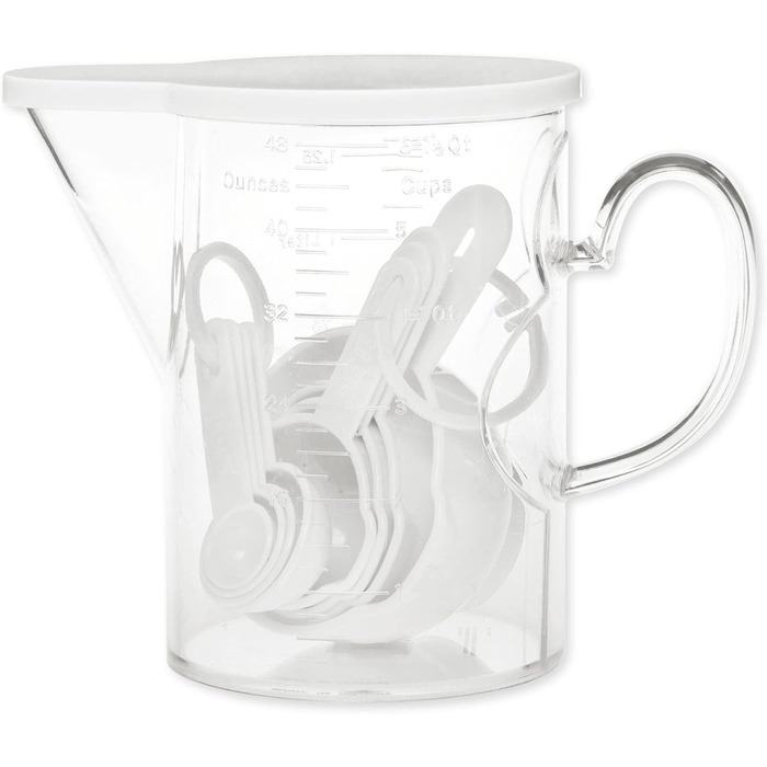 Supreme Housewares Measuring Cups and Spoons, 10-Piece Set, Plastic, Multi-Purpose Kitchen Utensils, Cooking and Baking Tools, BPA-Free, Dishwasher Safe for Liquids and Dry Ingredients (white)