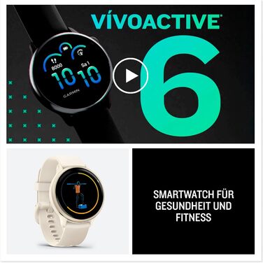 Розумний годинник Garmin vívoactive 6 42mm - фітнес-трекер з AMOLED-дисплеєм, до 11 днів роботи від акумулятора, 80+ спортивних функцій, моніторинг здоров'я, сповіщення та Garmin Pay (чорний/сірий)