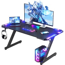 Ігровий стіл Homall 120x60 см з RGB LED-підсвіткою та підстаканником, чорний