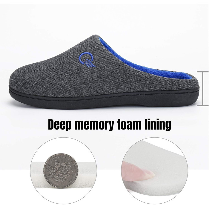 Тапочки Mishansha для дому чоловічі та жіночі зимові, з піною Memory Foam, розмір 36-47, сірі