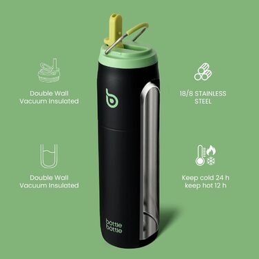 bottlebottle BOTTLE Insulated Water Bottle Stainless Steel 32oz (946ml) with Straw Handle for Sports, Travel, Gym, Double-Walled Leak-Proof, BPA-Free (Morgenröte)