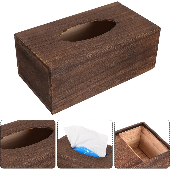 Cabilock 1 Piece Tissue Box Facial Tissue Box Wood Cosmetic Tissues Box Paper Towel Box Tissue Box Dispenser for Office Kitchen Living Room Bedroom Desk