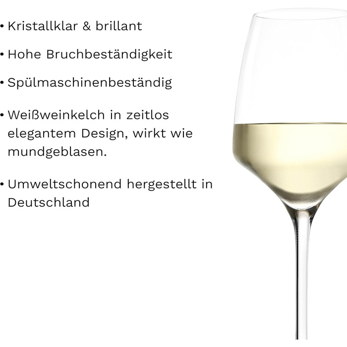 Stölzle Lausitz White Wine Glasses Experience 6-Piece Set 350 ml – High-quality wine glasses ideal for white wine & aperitif – Elegant white wine bowl made of crystal glass – dishwasher-safe & Made in Germany