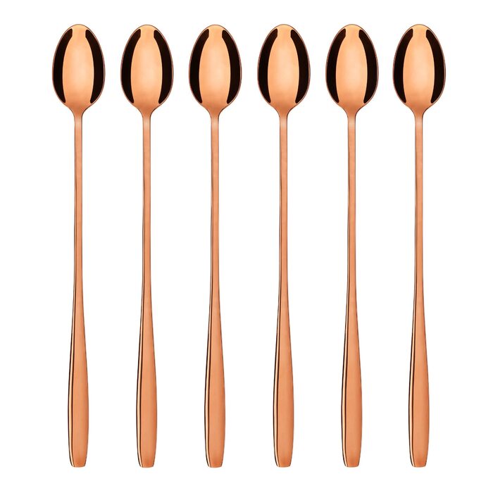 Набір ложок для лате макіато GRÄWE Königstein (Rotgold), нержавіюча сталь, 6 шт., довгі ложки для коктейлів та десертів, придатні для миття в посудомийній машині