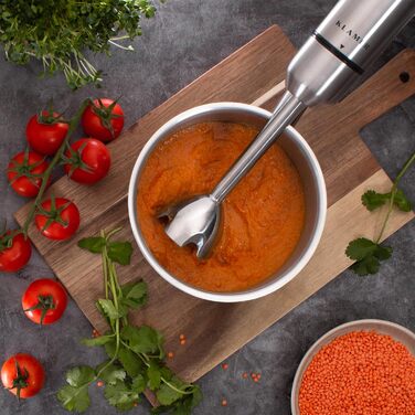 KLAMER Stabmixer 800W: 4-в-1 Пюрірувач зі сталі з регулюванням швидкості та турбо-функцією (Преміум-набір)