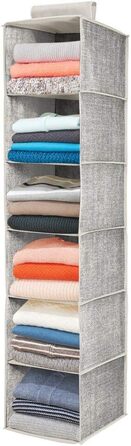 mDesign висувний тканинний шафа з поліестеру – 6 полиць – підвісний шафа для спальні – ідеально підходить як вішалка для одягу, ременів, клатчів – сірий та чорний (Чорний / Кремовий)