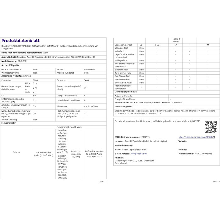 Міні-холодильник Vasip 15L з охолодженням та нагріванням, 220V/12V DC - для дому, офісу, кемпінгу та авто