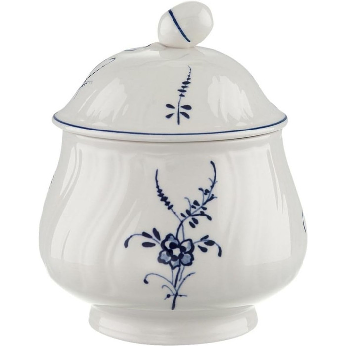 Villeroy & Boch Vieux Luxembourg Sugar Bowl, Premium Porcelain, White/Blue, 1023410930, 11.2 x 15 x 3 cm