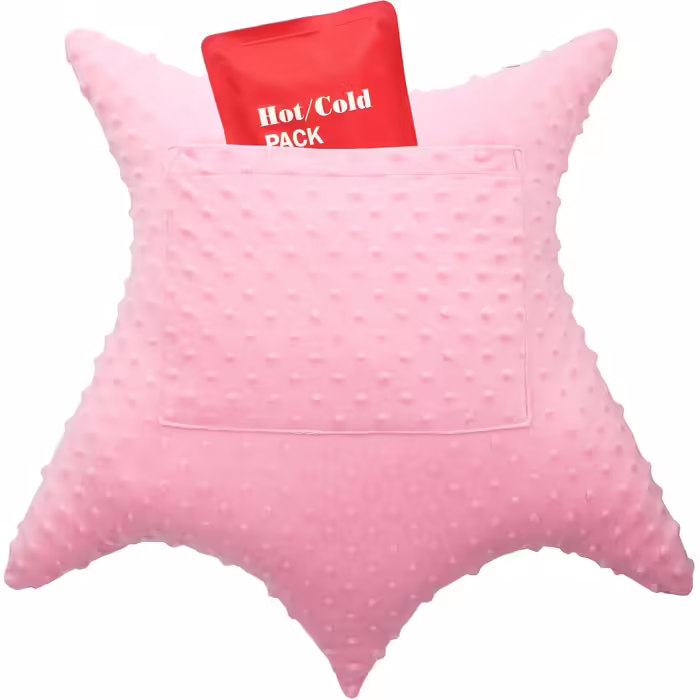 BNR Star-Shaped Hysterectomy Pillow for Abdominal Surgery with 2 Pockets, Hysterectomy Pillow, a Must-Have for Recovery, Post-Surgery Gift, Abdominal/Tummy Pillow, Minky Dot Coral