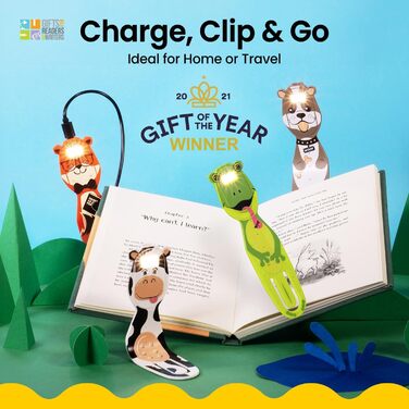 Перезаряджувана LED лампа-закладка Flexilight для читання | Кліпса для книг дітям та дорослим | Аксесуар для читання | Подарунок для книголюбів