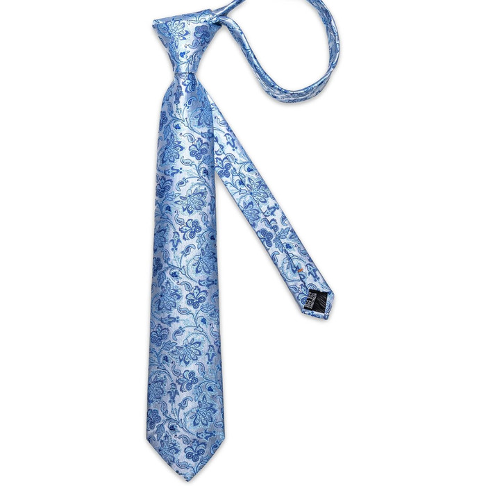 Дибанггу Шовкова краватка з візерунком пейслі та набір аксесуарів для краваток (світло-блакитна)