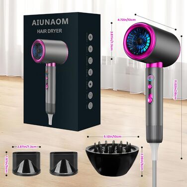 Іонний фен 2400W - швидкий, тихий, з холодним/гарячим режимом. 3 швидкості, 2 насадки (концентратор, дифузор). Ідеально для дому, салонів та подорожей