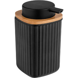 Дозатор для мила WENKO Rotello, 250 мл, з бамбуковими деталями, для мила та засобів для миття посуду, чорний/натуральний