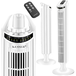 Турбо-вентилятор KESSER® з пультом керування | 90° кут осциляції | 3 режими | 90 см | Таймер | Турбо-режим | Колонний вентилятор | Охолоджувач повітря | Білий
