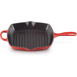 Le Creuset Signature чавунна гриль-сковорода квадратна 26 см, для всіх плит, індукція, 2,86 кг, червона