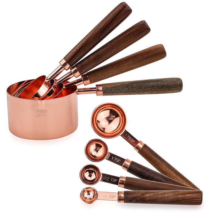 Набір мірних чашок та ложок Rose Gold, 8 шт. для випічки та приготування їжі