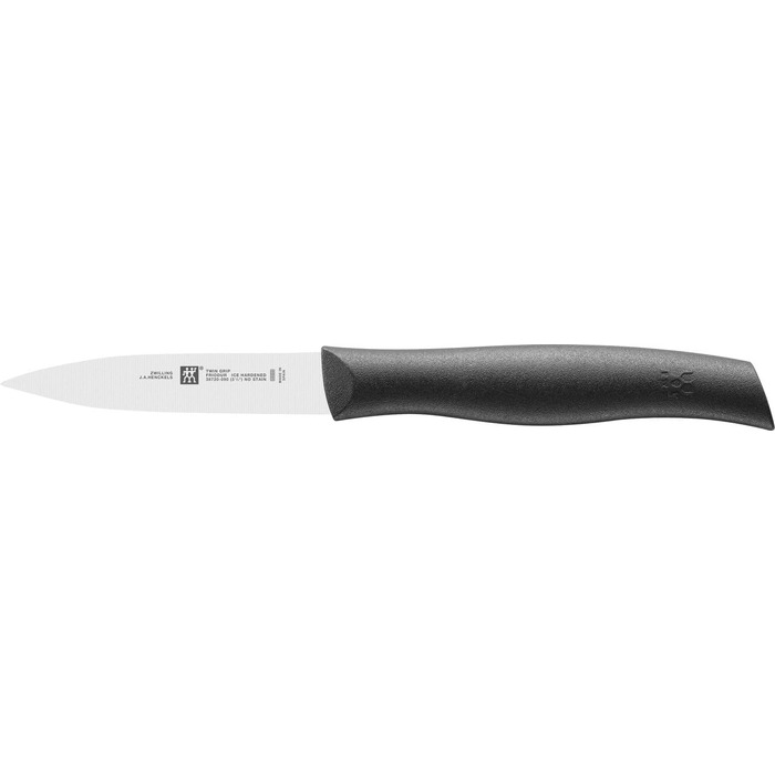 Набір ножів Zwilling Twin Grip, 3 предмети (овочечистка 6.5 см, шинкувальний ніж 9 см, універсальний ніж 12 см), пластикова ручка, чорний