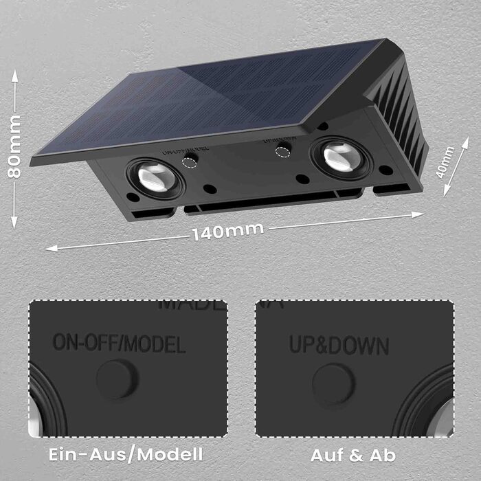 Сонячна вулична лампа IIRARA для саду, балкону, тераси, сходин. 4 LED, IP67, вологостійка, тепле біле світло, набір 4 шт.