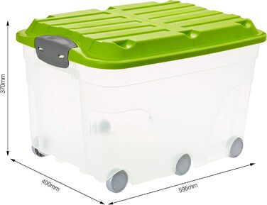 Rotho Roller 6 2-Piece Storage Box Set, 57L with Lid and Wheels