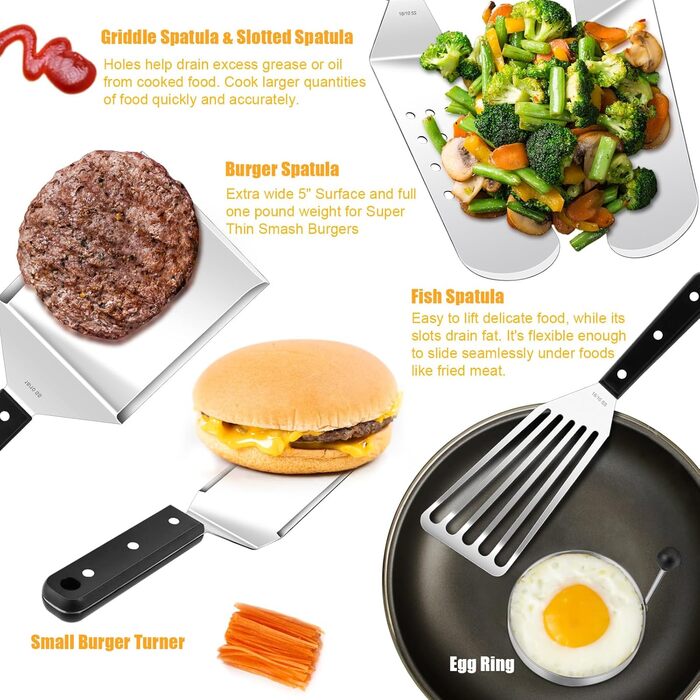 Набір аксесуарів для грилю Leonyo: 29 предметів, нержавіюча сталь 18/10, лопатки, скребки, кришки для поливання, прес для бургерів, аксесуари для хібачі для приготування на відкритому повітрі