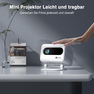 Портативний проєктор Mini Beamer 4K з корекцією трапеції, WiFi6, Bluetooth 5.2, Full HD 1080P, для підключення до телефону/ТБ-приставки/ноутбука/HDMI, A-23000L