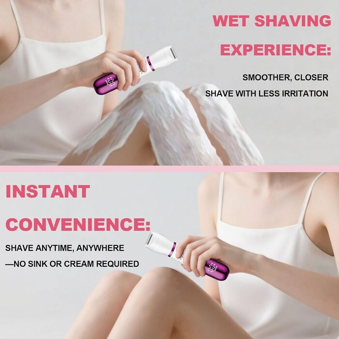 Електричний жіночий триммер 4-в-1 з LED-дисплеєм: для обличчя, брів, бікіні. Розроблено спеціально для жінок. Білий колір.