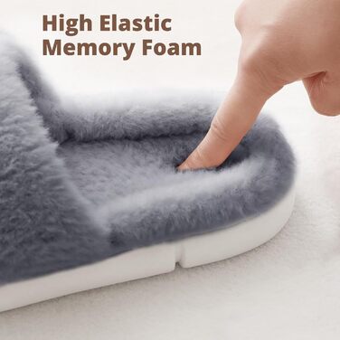 Жіночі плюшеві халапи з штучного хутра, з піною пам'яті, теплі, відкриті, сірі, 36/37 EU