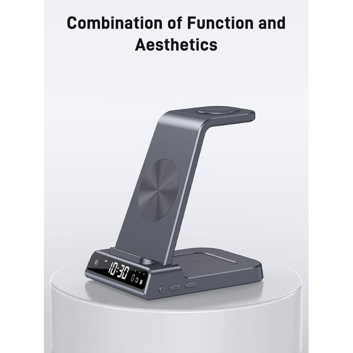 Бездротовий зарядний пристрій для Samsung Galaxy: зарядка для S25 Ultra, Watch Ultra/8/7/6, S24 Z Fold 6/Z Flip 6, Buds (сірий)