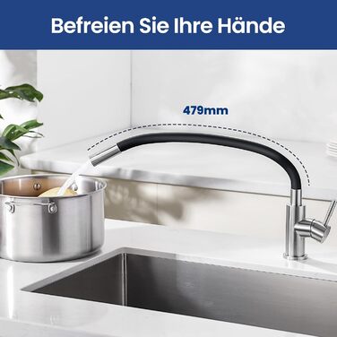 Кран кухонний CECIPA SOFETIY SERIE, чорний матовий, 2 режими струменя, нержавіюча сталь, поворотний 360°