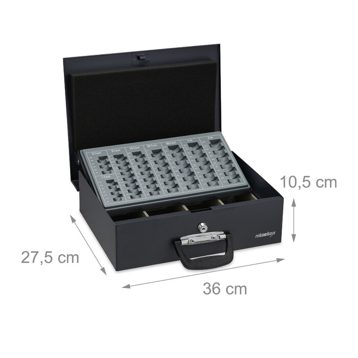 Relaxdays Black Cash Box Дошка для підрахунку євромонет