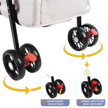 Візок для собак Homewell 2в1, сірий: візок-будка, переноска, з гальмом, 50x70x99 см