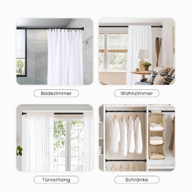 Тeleskopна штанга для душу без свердління, 72-254 см, чорна (Ø25 мм)