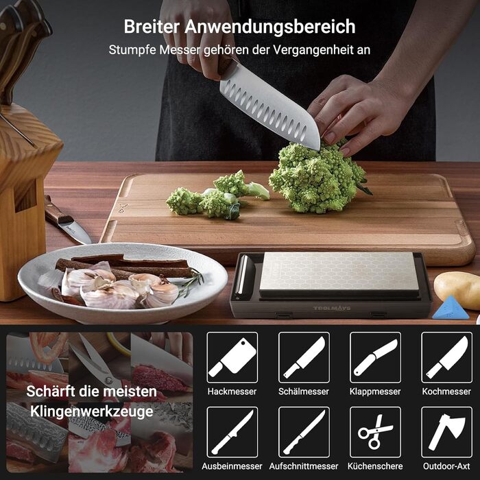 Набір для заточування ножів Schleifstein: зернистість 400/1000, підставка з бамбука, кутовий упор, двосторонній камінь, заточувальний камінь (діамантова зернистість 400/1200 з 1000#)