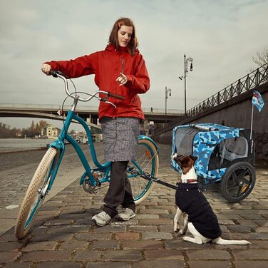 Фаркоп-перетяжка для собак на велосипед, складаний, з прапорцем та ременем, кольори: червоний, пісочний, м'ятний, фіолетовий, військовий блакитний, військовий зелений