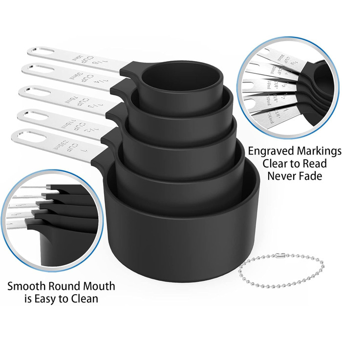 Stainless Steel Measuring Cups, Plastic, Measuring Spoon Set, 10-Piece