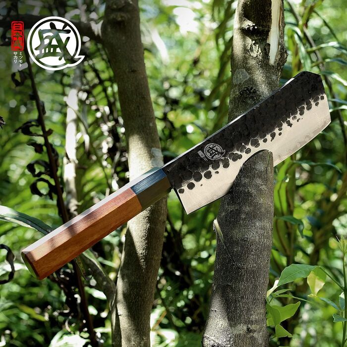 Японський ніж Santoku Mitsumoto Sakari 19 см, ручка з рожевого дерева, сталь з високим вмістом вуглецю, в подарунковій коробці